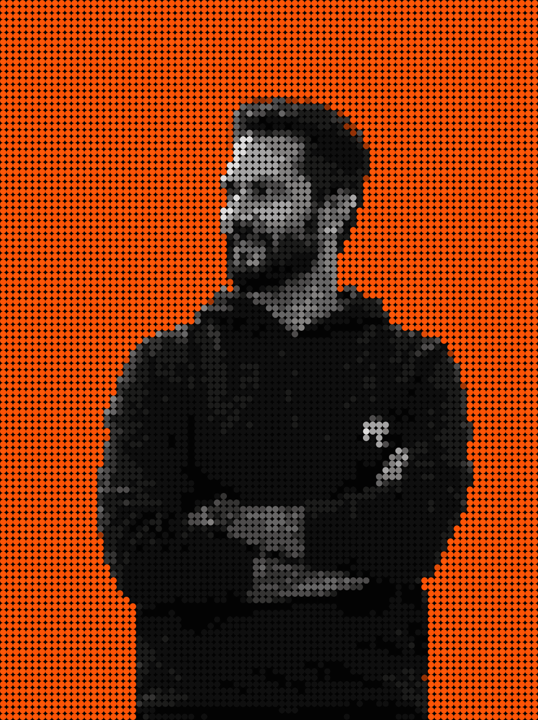 Dot matrix portrait of Aayush Saini